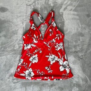 Red Flowered Tankini Top